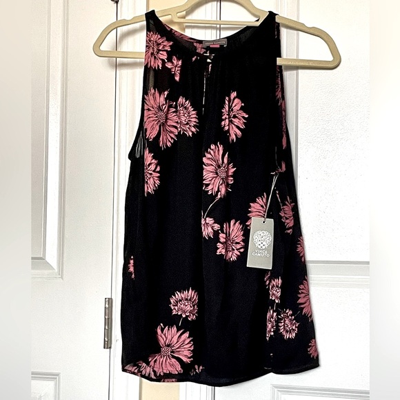 NWT Vince Camuto floral pattern, sleeveless top with button keyhole; Size L - Picture 2 of 11